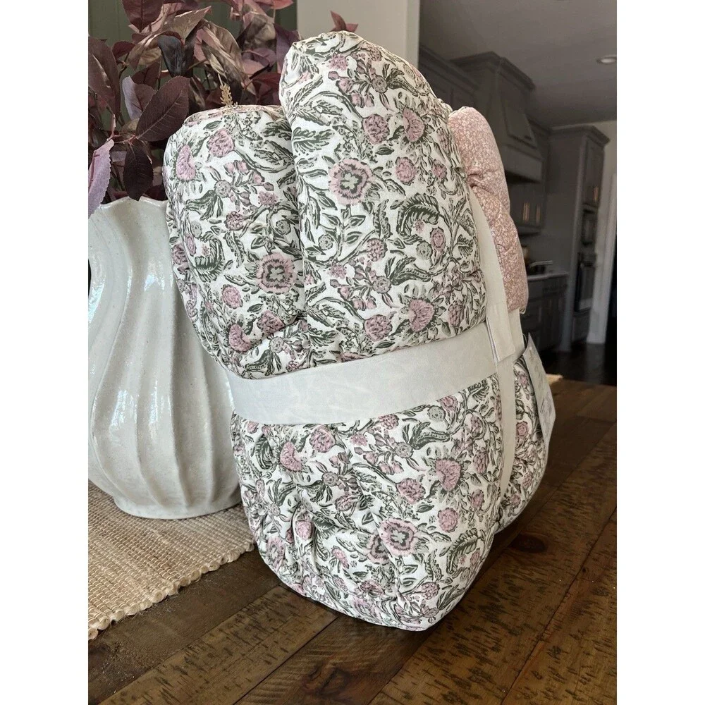 3pc Full/Queen Reversible Floral Comforter Set Pink/Green- Threshold
